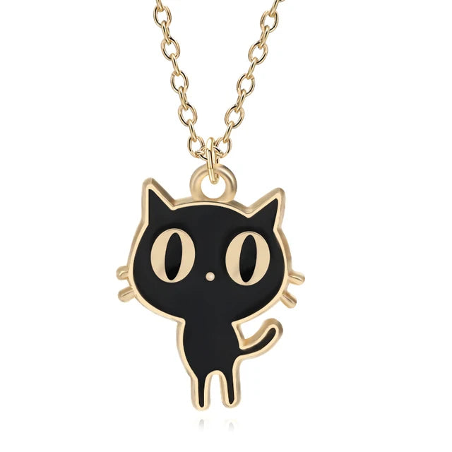 Cute Cartoon Cat Animal Pendant Necklace For Girls Women Lovely Kitten Neko Birthday Party Jewelry Accessories Gift 2024 Trend