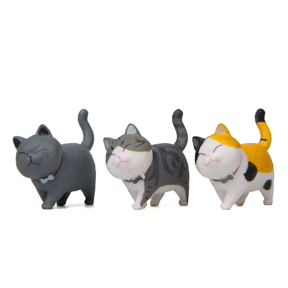 Cute Cat Ornaments Kawaii Bell Cat Animal Fairy Garden Figurines Accessories Home Decoration Desktop  Model Birthday Gift Gif