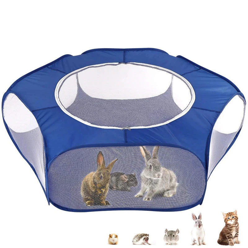 Portable Small Pet Cage Transparent Hedgehog Cage Tent Pet Playpen Open Folding Yard Fence For Dog Hamster Rabbit Guinea Pig