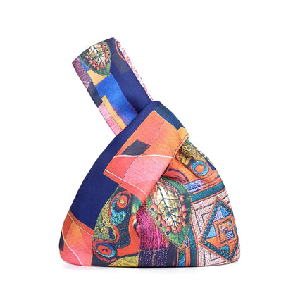 KOKOPEA Japanese Mini Portable Knot Wrist Bag Women Top Handle Bag Simple Purse Handbags Waterproof Shopping Bag Phone Key Pouch