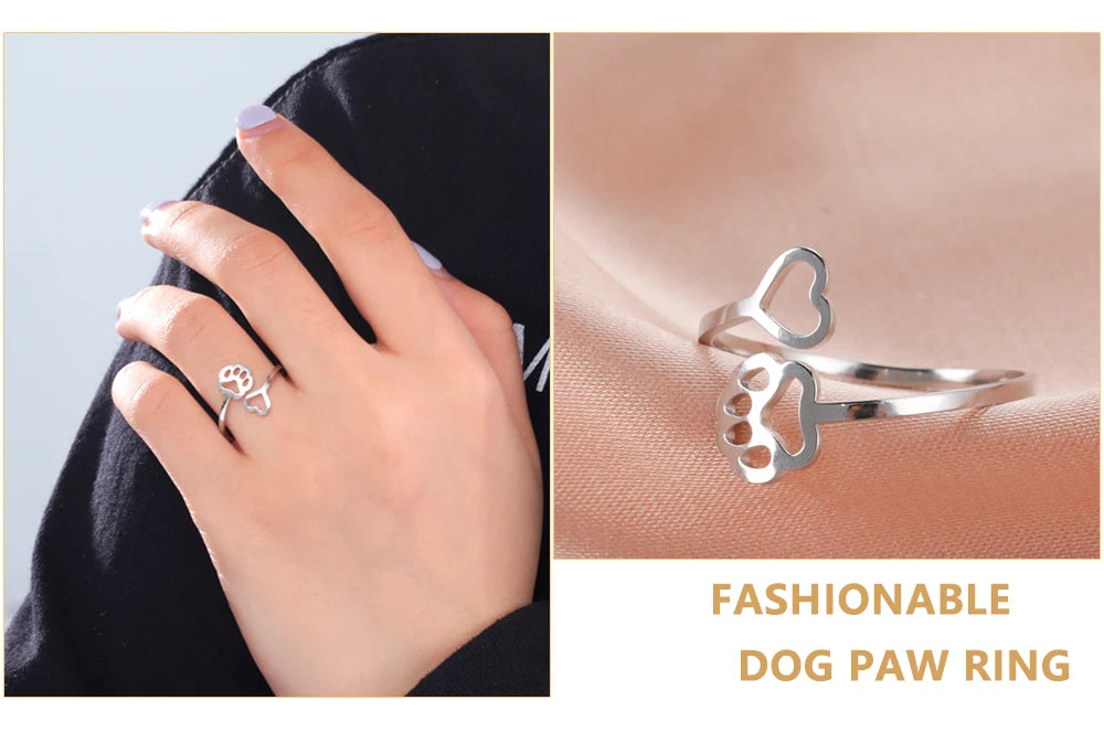 Skyrim Adjustable Ring for Women Stainless Steel Cat Snake Cross Dog Paw Lightning Angel Wing Couple Ring 2024 Trendy Jewelry