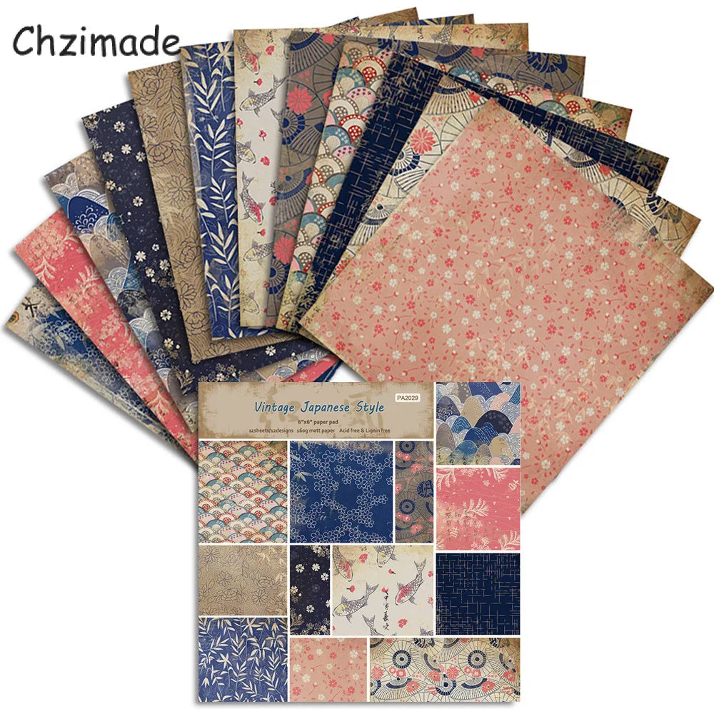 12Sheets Vintage Flower Scrapbooking Material Paper Pads Art Background 6x6