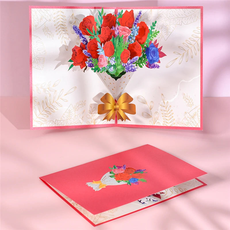 Pop-Up Flower Card Flora 3D Greeting Card for Birthday and Festivals