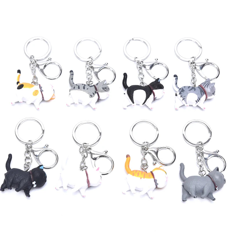 1Pc 10.5cm Cute Cartoon Cat Pendant Key Rings Kitten Cat Key Chain Shake Head Car Bag Keychains