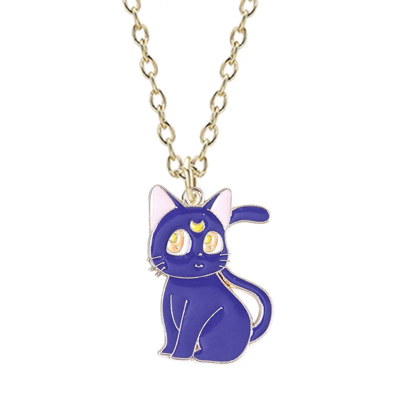 Yungqi Fashion Cartoon Cat Flower Necklace Hip Hop Couple Animal Kitten Pet Charm Pendant Friends Gift Clavicle Chocker Bijoux