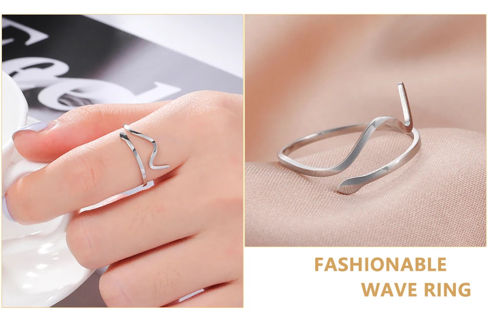 Skyrim Adjustable Ring for Women Stainless Steel Cat Snake Cross Dog Paw Lightning Angel Wing Couple Ring 2024 Trendy Jewelry