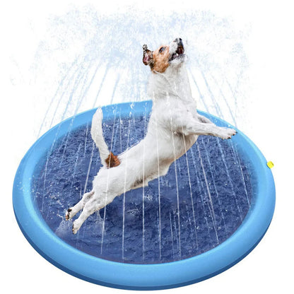 150/170cm 夏用犬用スイミングマット インフレータブルウォータースプレーバスタブ 屋外インタラクティブ噴水 犬・猫・子供用おもちゃ