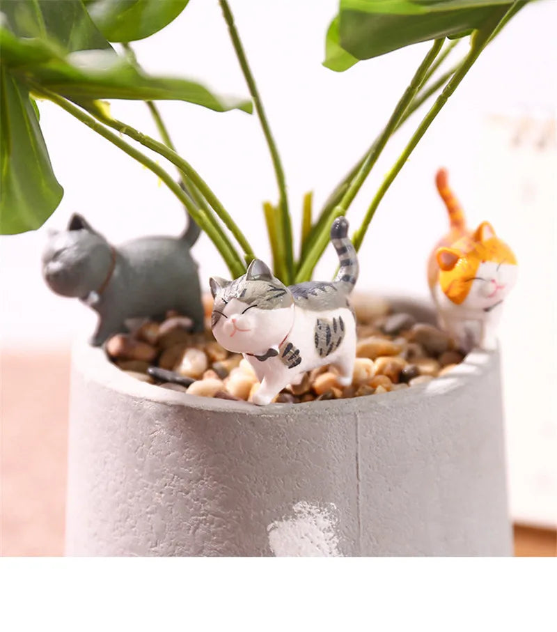 Cute Cat Ornaments Kawaii Bell Cat Animal Fairy Garden Figurines Accessories Home Decoration Desktop  Model Birthday Gift Gif