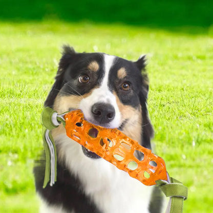CAITEC Dog Toys Soft Rubber Treat Cylinder with Knotted Streamer Suitable for Foraging Pet Toys with Video