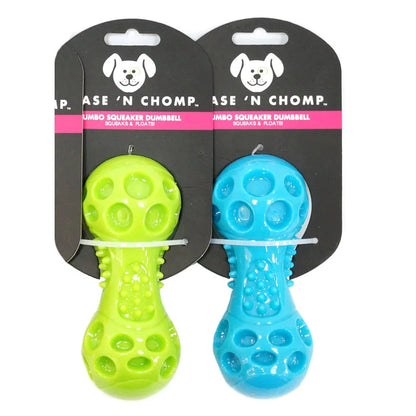 CAITEC Dog Toys Squeaking Dumbbell Durable Floatable Springy Great for Tossing and Chasing 2 Sizes Bite Resistant Toy