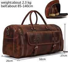 Luufan Genuine Leather Men's Travel Bag With Shoe Pocket Retro Crazy Horse Leather Big Capacity Luggag Bag Business Trip Handbag