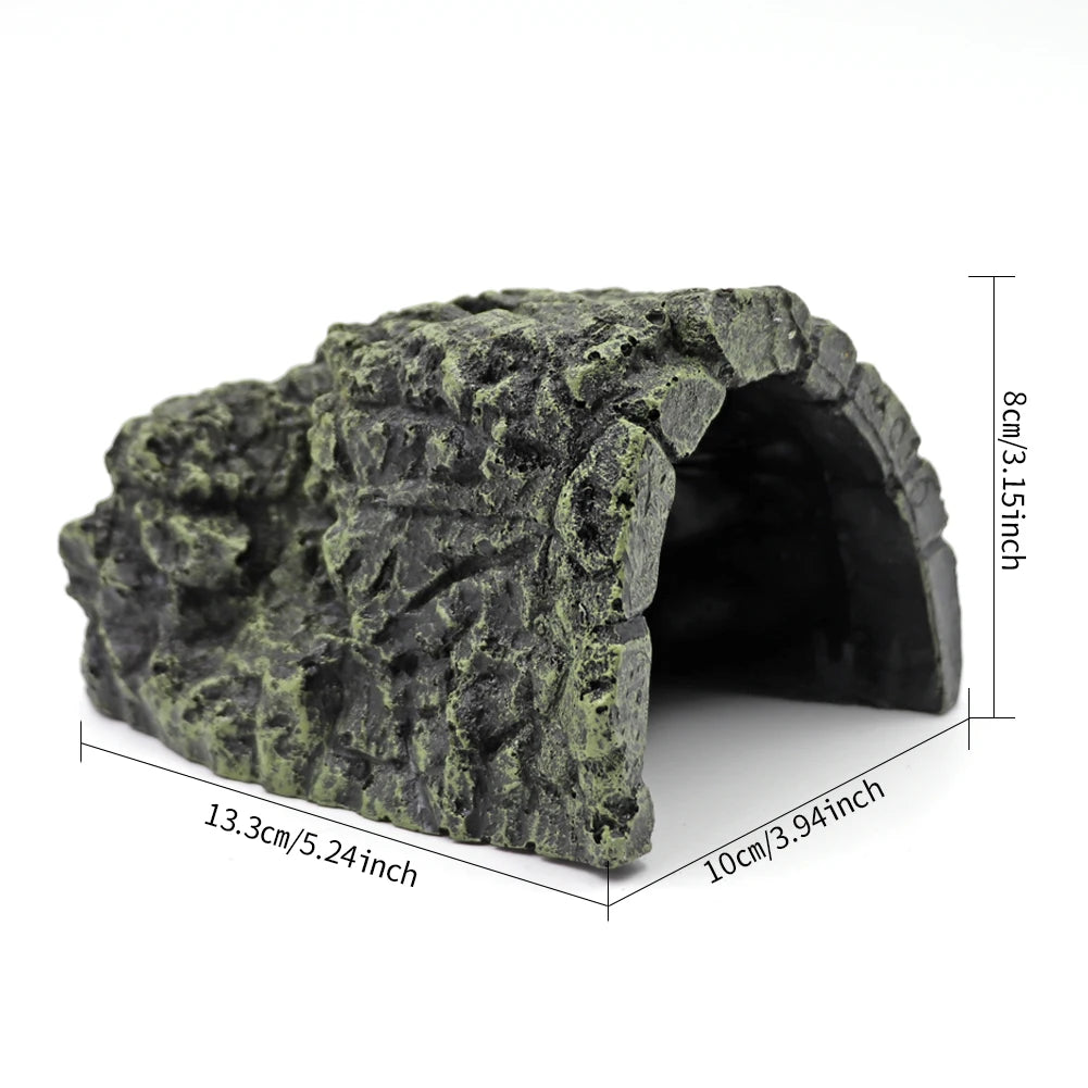 Fish Hiding Cave Aquarium Non-Toxic High Simulation Crawling Turtle Reptile Basking Hide Habitat Tank Decoration Ornament