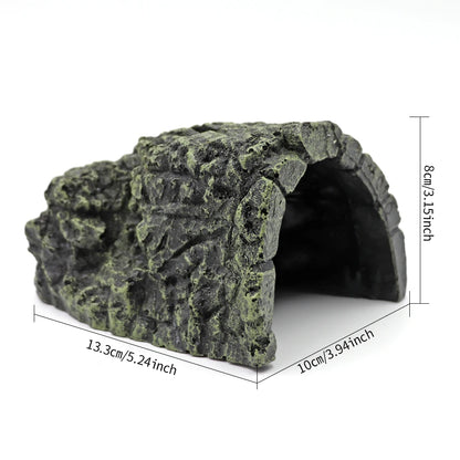 Fish Hiding Cave Aquarium Non-Toxic High Simulation Crawling Turtle Reptile Basking Hide Habitat Tank Decoration Ornament