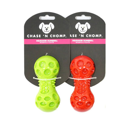CAITEC Dog Toys Squeaking Dumbbell Durable Floatable Springy Great for Tossing and Chasing 2 Sizes Bite Resistant Toy