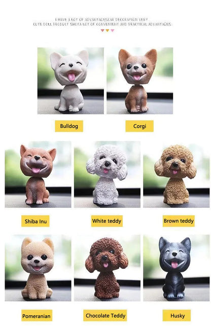 9cm Husky Teddy Pomeranian Car Shake Head Dog Ornaments Cute Nodding Decoration Gift For Car Interior Home Room Auto Accessories