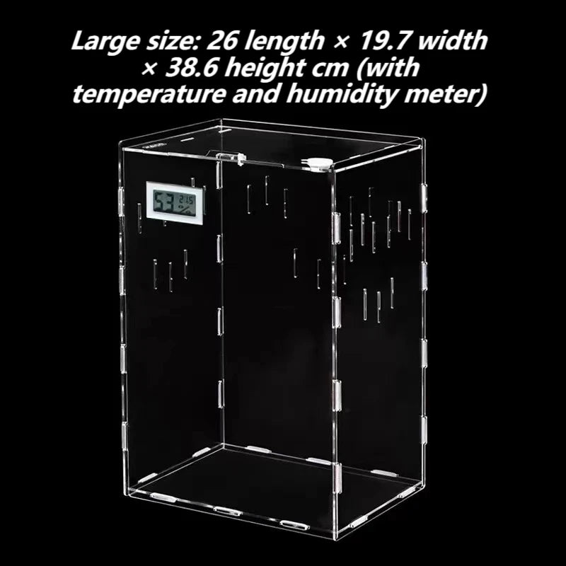 Acrylic Reptile Container Magnetic Acrylic Reptile Cage Acrylic Reptile Breeding Box With Thermometer And Insect Breeding Box