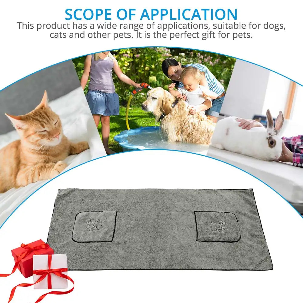 Super Absorbent Big Puppy Pet Dog Towel Bathrobe Bath Towels Quick-Drying Cat Bath Towel Bath Supplies Dog Towel Microfiber