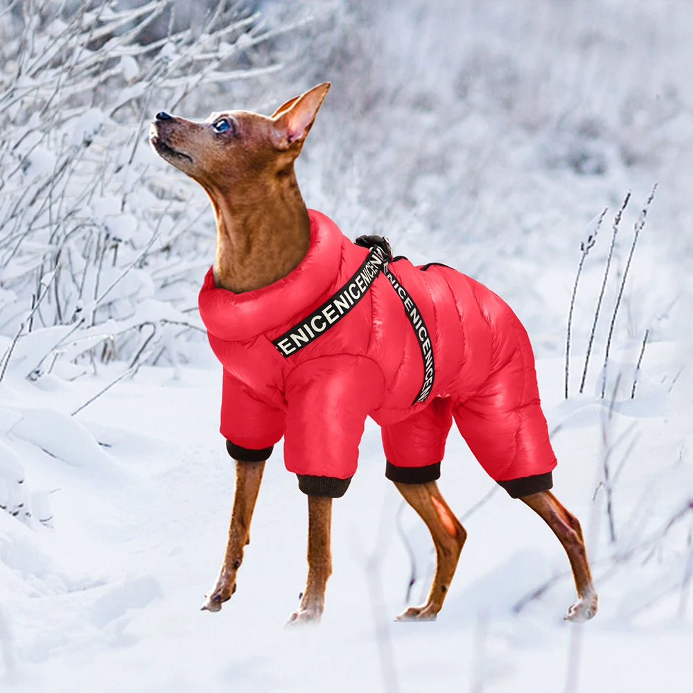 Winter Dog Clothes Super Warm Pet Dog Jacket Coat With Harness Waterproof Puppy Clothing Hoodies For Small Medium Dogs Outfit