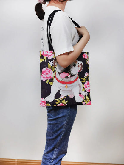 Jack Russell Terrier Women Tote Bag Labrador Print Pets Dog Student Casual Daily Use Single Handbags Portable Shoulder Bag Gift