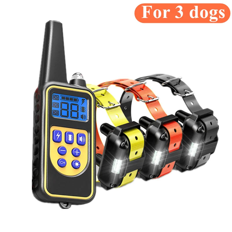 Electric Dog Training Collar Waterproof Dog Bark Collar Pet With Remote Control Rechargeable Anti Barking Device All Size Dogs