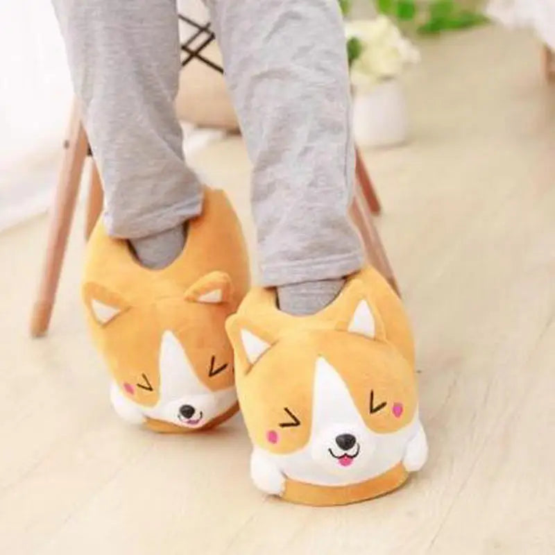 Winter Warm Indoor Floor Bedroom Cotton Koi Dog Slippers Cartoon Cute Plush Keji Slippers Home Slip Cotton Pad Shoes