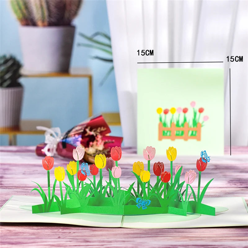 Pop-Up Flower Card Flora 3D Greeting Card for Birthday and Festivals