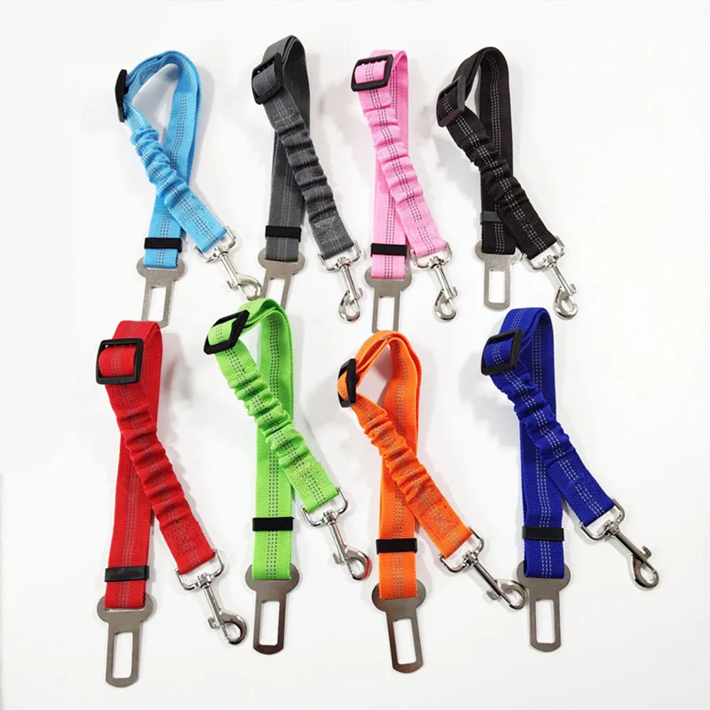 Adjustable Dog Car Seat Belt Harness for Dogs Nylon Reflective Cushioning Elasticity Car Travel Dog Accessories for Dogs