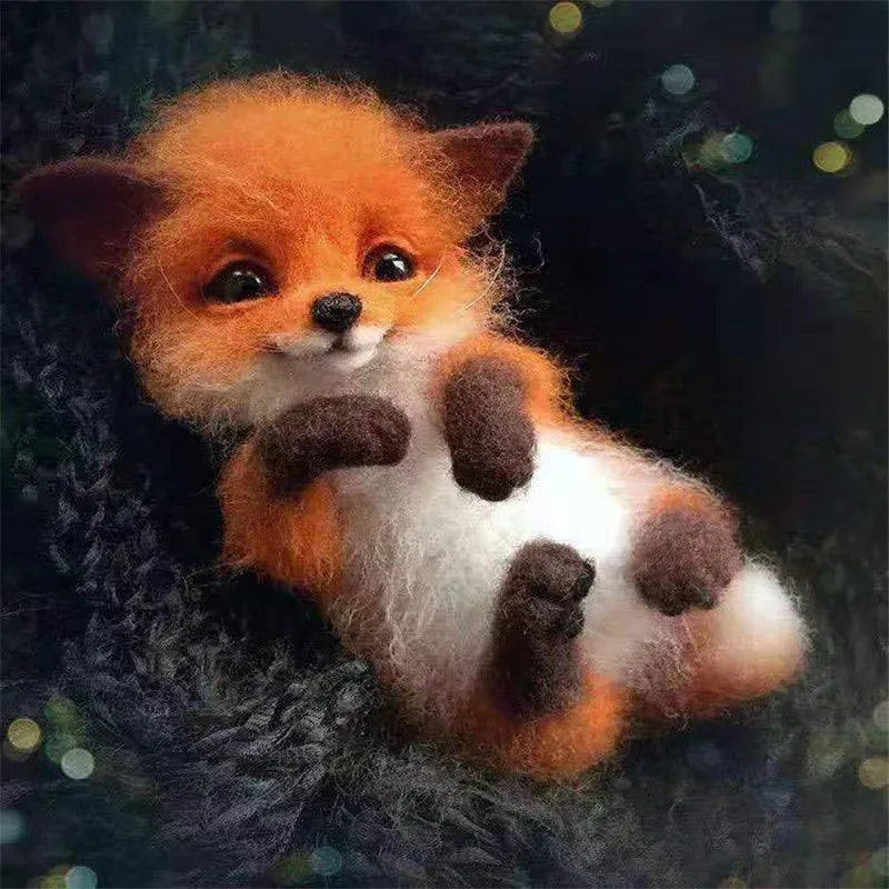 Non finished Relaxed DIY KIT Handmade Pocket Animal Pet Doll Toy Wool Needle felting Kit Dog Cat Fox Head Decor Dog Fox Rabbit