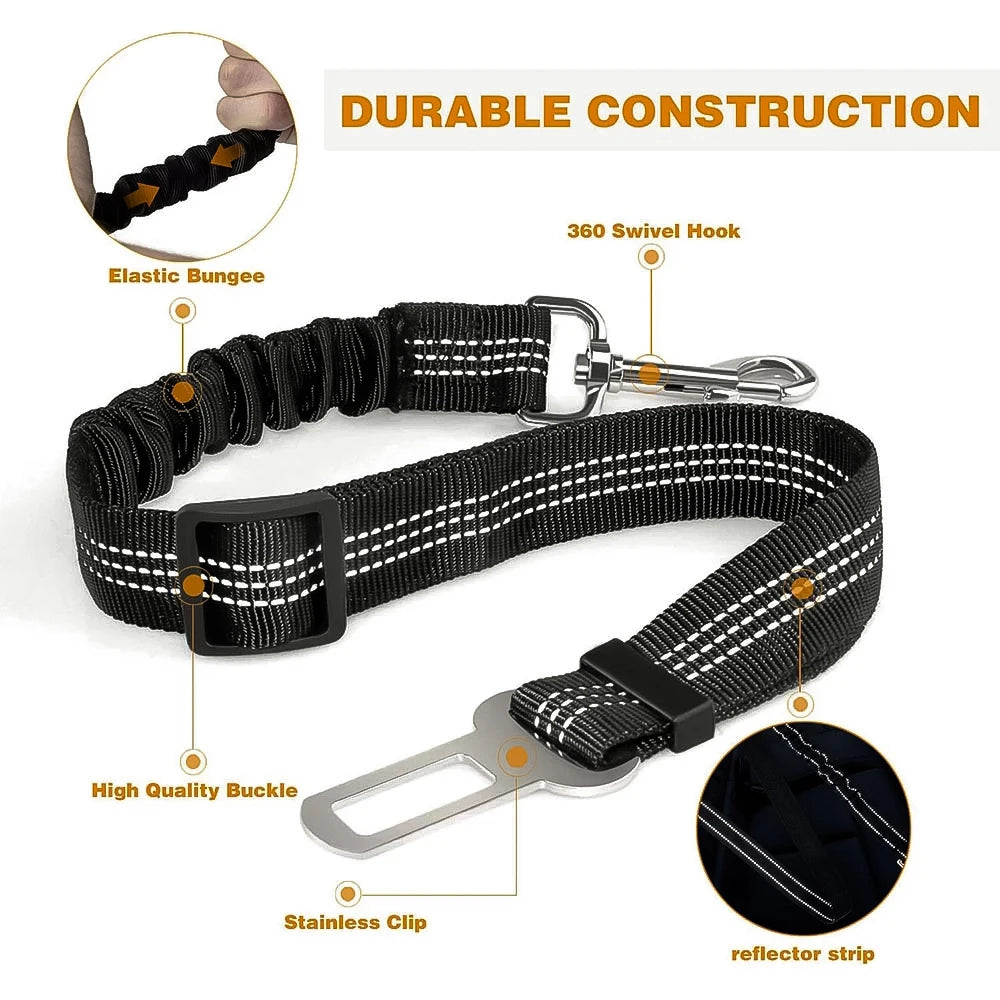 Dog Seat Belt Adjustable Pet Car leash Harness Safety Leads for Vehicle  Elastic Car Safety Belt