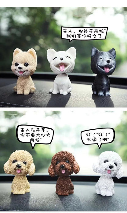 9cm Husky Teddy Pomeranian Car Shake Head Dog Ornaments Cute Nodding Decoration Gift For Car Interior Home Room Auto Accessories