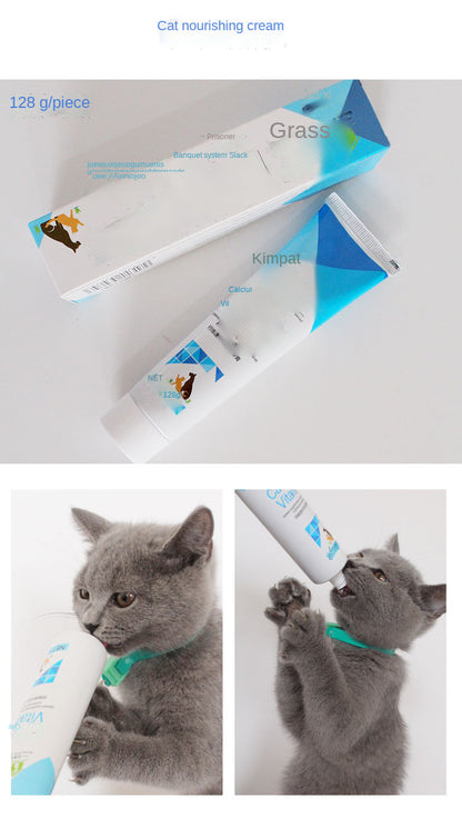 Cat hair cream 128g cat nutrition supplement into kitty reduce hair ball vomiting hair ball pet nutrition cream