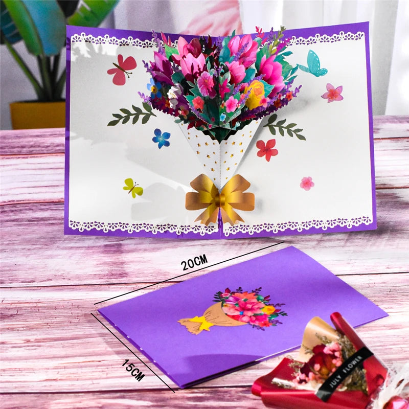 Pop-Up Flower Card Flora 3D Greeting Card for Birthday and Festivals