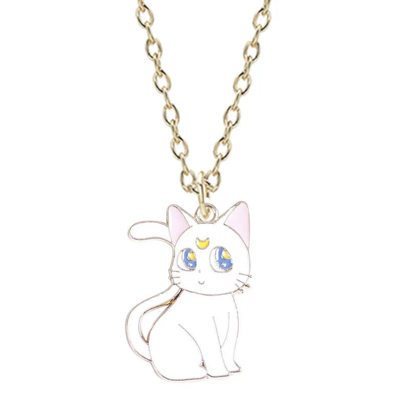 Yungqi Fashion Cartoon Cat Flower Necklace Hip Hop Couple Animal Kitten Pet Charm Pendant Friends Gift Clavicle Chocker Bijoux