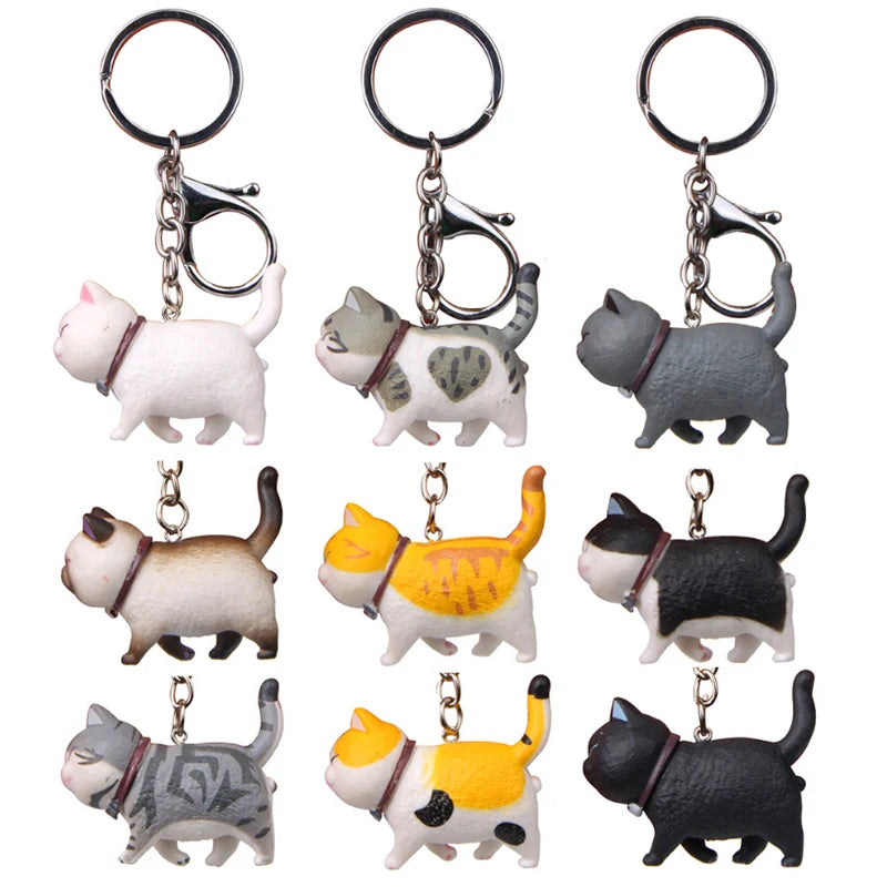 1Pc 10.5cm Cute Cartoon Cat Pendant Key Rings Kitten Cat Key Chain Shake Head Car Bag Keychains