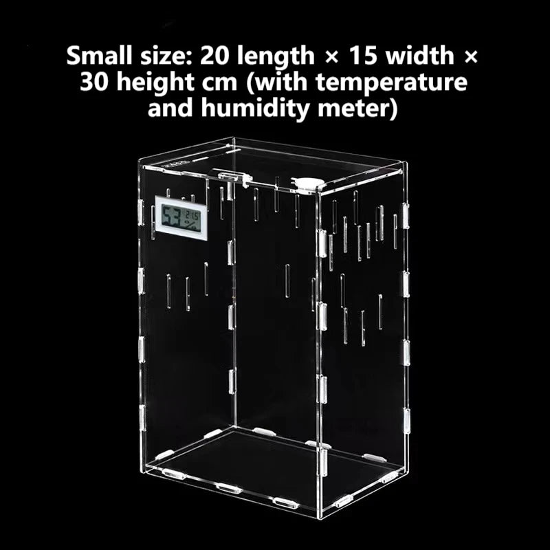 Acrylic Reptile Container Magnetic Acrylic Reptile Cage Acrylic Reptile Breeding Box With Thermometer And Insect Breeding Box