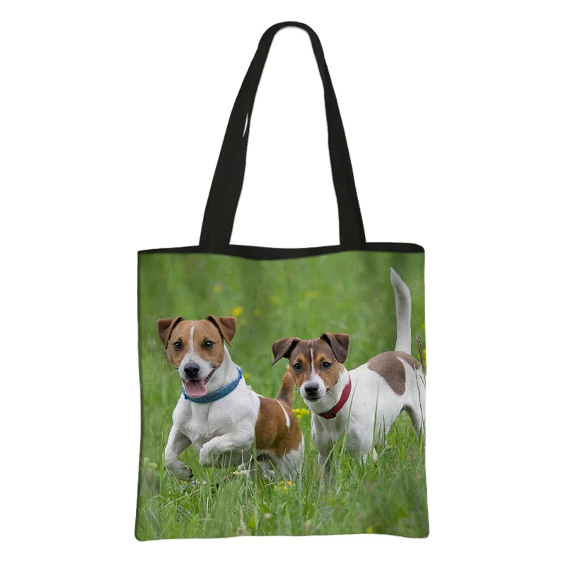 Jack Russell Terrier Women Tote Bag Labrador Print Pets Dog Student Casual Daily Use Single Handbags Portable Shoulder Bag Gift
