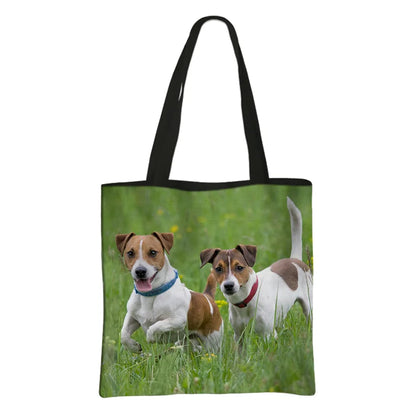 Jack Russell Terrier Women Tote Bag Labrador Print Pets Dog Student Casual Daily Use Single Handbags Portable Shoulder Bag Gift