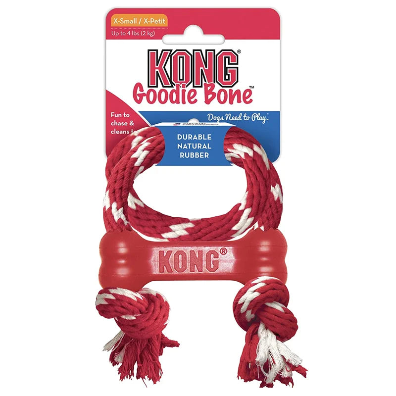 KONG KP51 Puppy Goodie Bone with Rope (XS) Red/Pink/Blue