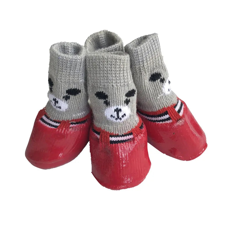 4pcs/lot Winter Warm Dog Socks Anti-Slip Rain Snow Boots Waterproof Puppy Chihuahua Dogs Shoes Booties for Small Large Dogs