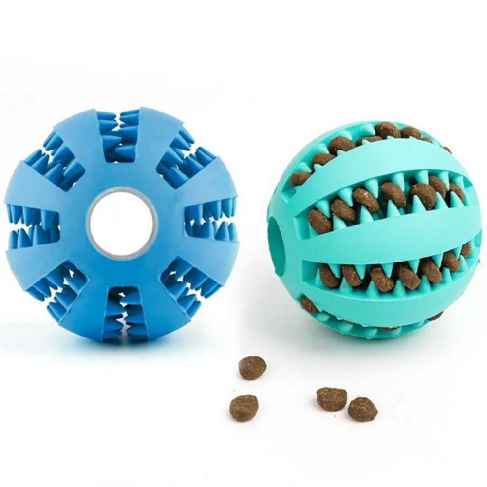 Dog Food Treat Feeder Funny Pet Interactive Rubber Ball Dogs Chew Toy Tooth Cleaning Ball Puppy Training Bite Resistant Toy Ball