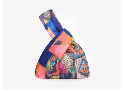 KOKOPEA Japanese Mini Portable Knot Wrist Bag Women Top Handle Bag Simple Purse Handbags Waterproof Shopping Bag Phone Key Pouch