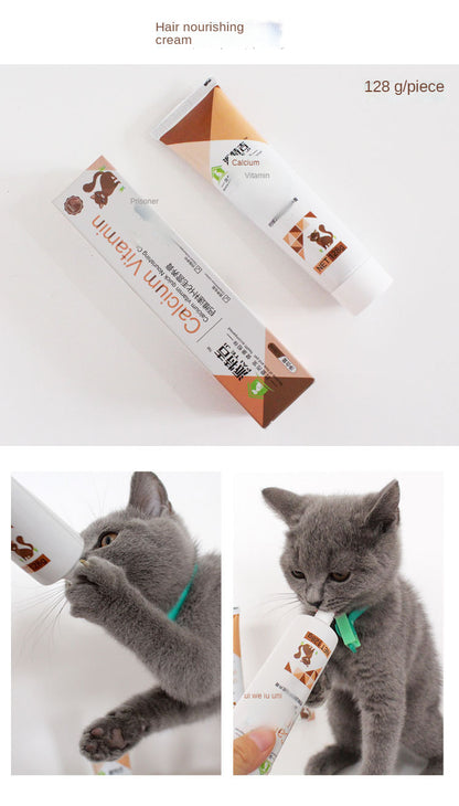 Cat hair cream 128g cat nutrition supplement into kitty reduce hair ball vomiting hair ball pet nutrition cream