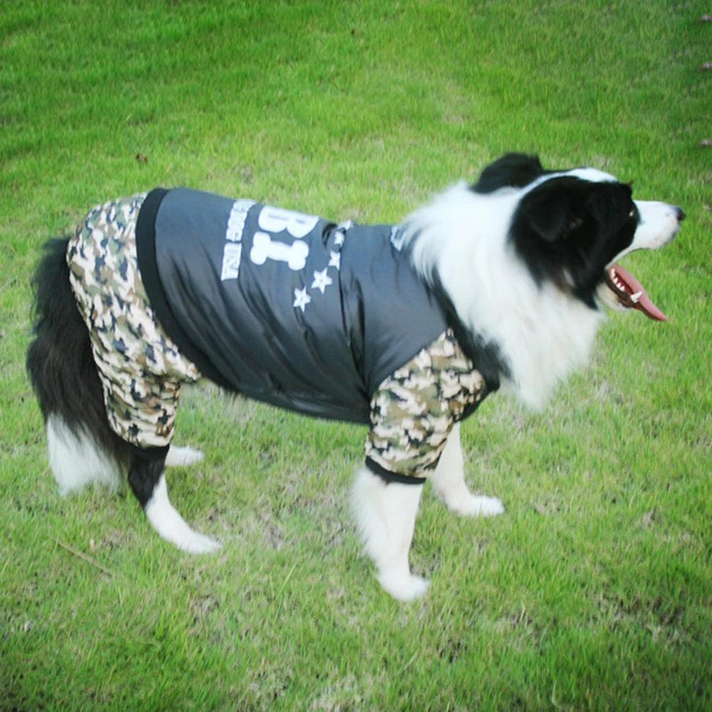 S to 2XL Large Dog Jacket Winter Warm Dog Clothes for Small Dogs Thicken Puppy Jumpsuit Camouflage FBI Big Dog Coat Pet Customes