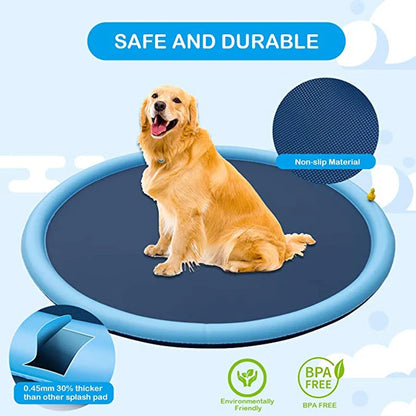 150/170cm 夏用犬用スイミングマット インフレータブルウォータースプレーバスタブ 屋外インタラクティブ噴水 犬・猫・子供用おもちゃ