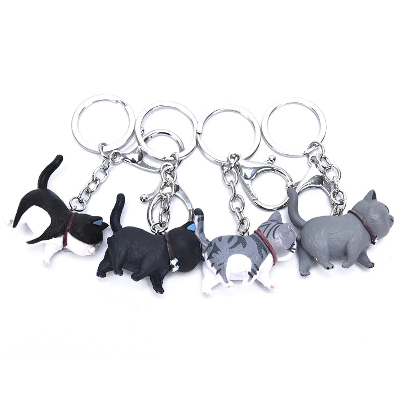 1Pc 10.5cm Cute Cartoon Cat Pendant Key Rings Kitten Cat Key Chain Shake Head Car Bag Keychains