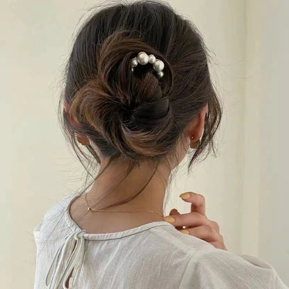 新しいパールヘアピン 韓国製 U字型メタルシェルヘアクリップピン レディース ガールズ ヘアスティック バンメーカー ヘアスタイリングアクセサリー ギフト