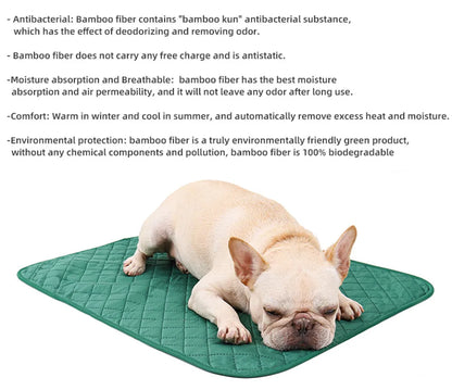 Dog Pee Pad Reusable Washable Dog Urine Mat Bamboo Fiber Sofa Waterproof Absorbent Puppy Cat Training Diaper Mat Pet Supplies