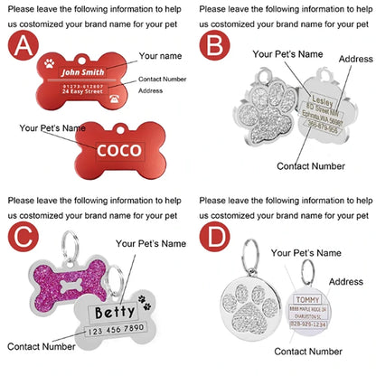 Personalized Dog Tag Stainless Steel Name Engraved ID Tags For Dog Collar Anti-Lost Pet Nameplate Pendant For Pitbull Labrador