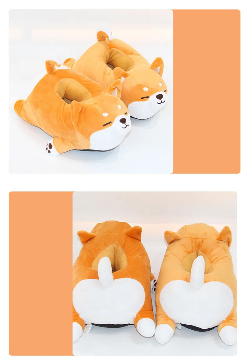 Funny Slipper 2021 Cute Soft Cute Lazy Shiba Inu Dog Slippers Animal Puppy Home Plush Cotton Shoes