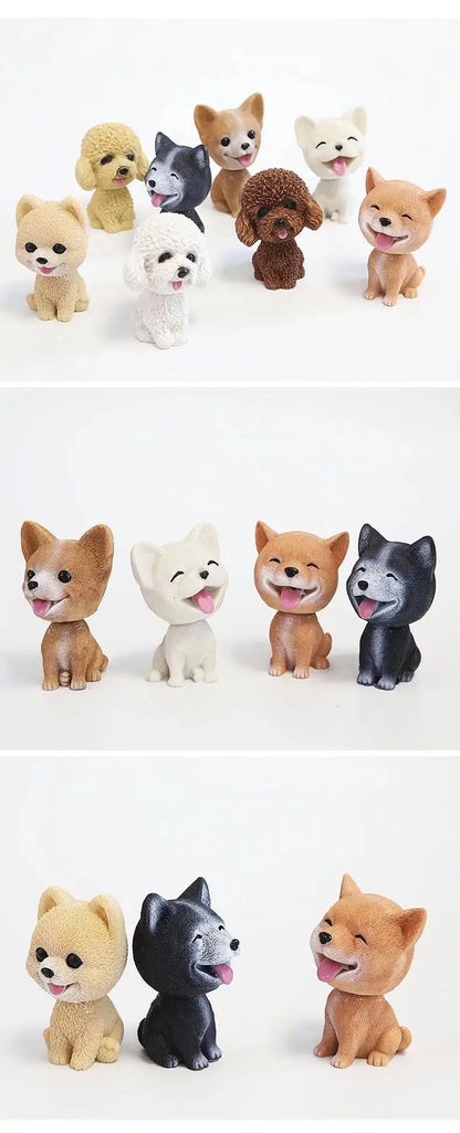 9cm Husky Teddy Pomeranian Car Shake Head Dog Ornaments Cute Nodding Decoration Gift For Car Interior Home Room Auto Accessories